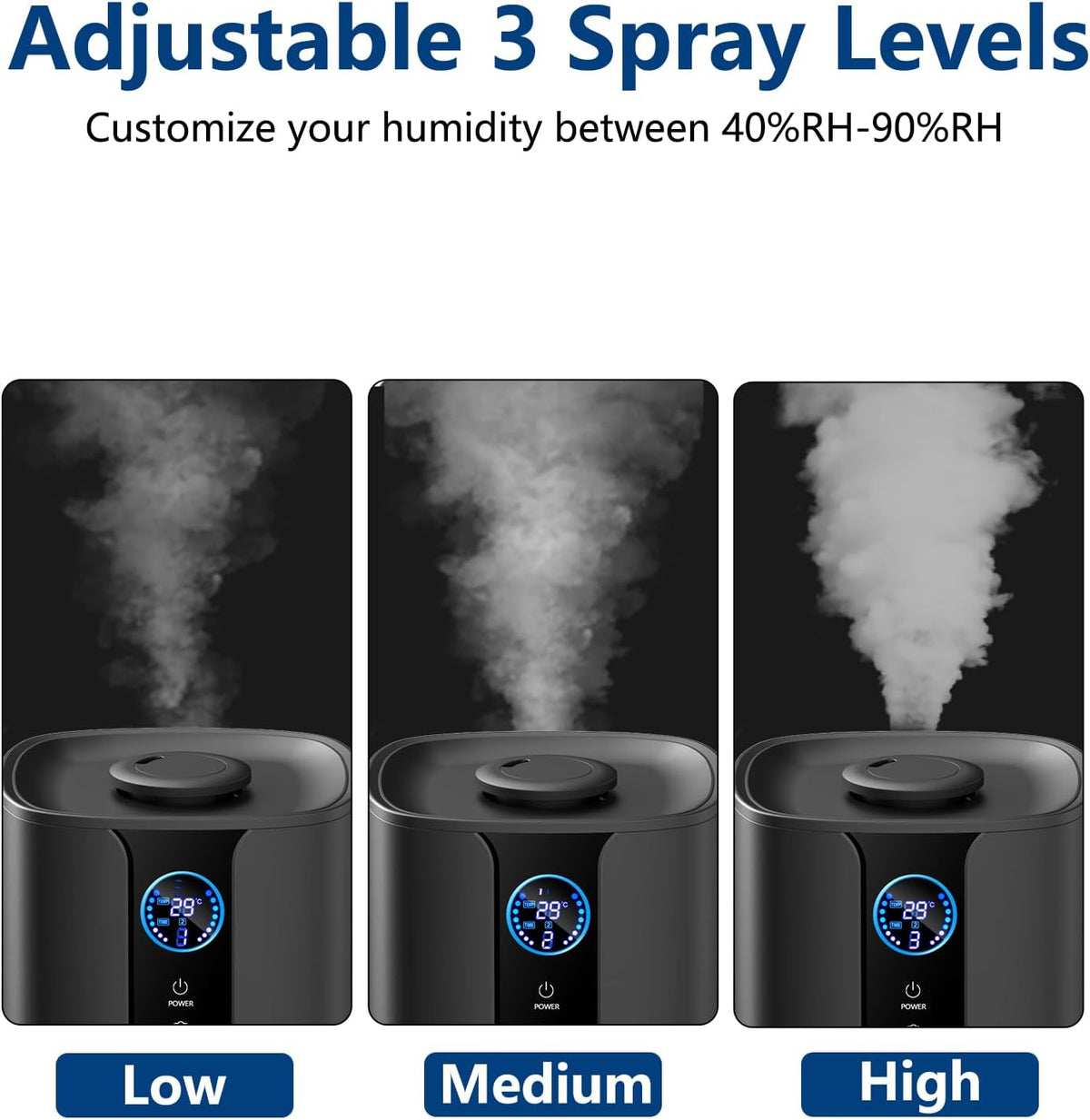 KZF Humidificadores de 9L para dormitorio grande, difusor de llenado superior de niebla fría de 2.3 galones, control remoto, 3 modos de niebla, humidificador silencioso para plantas de oficina en casa