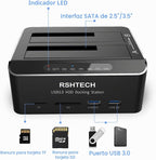 RSHTECH Estación de acoplamiento para disco duro, base SATA de doble bahía