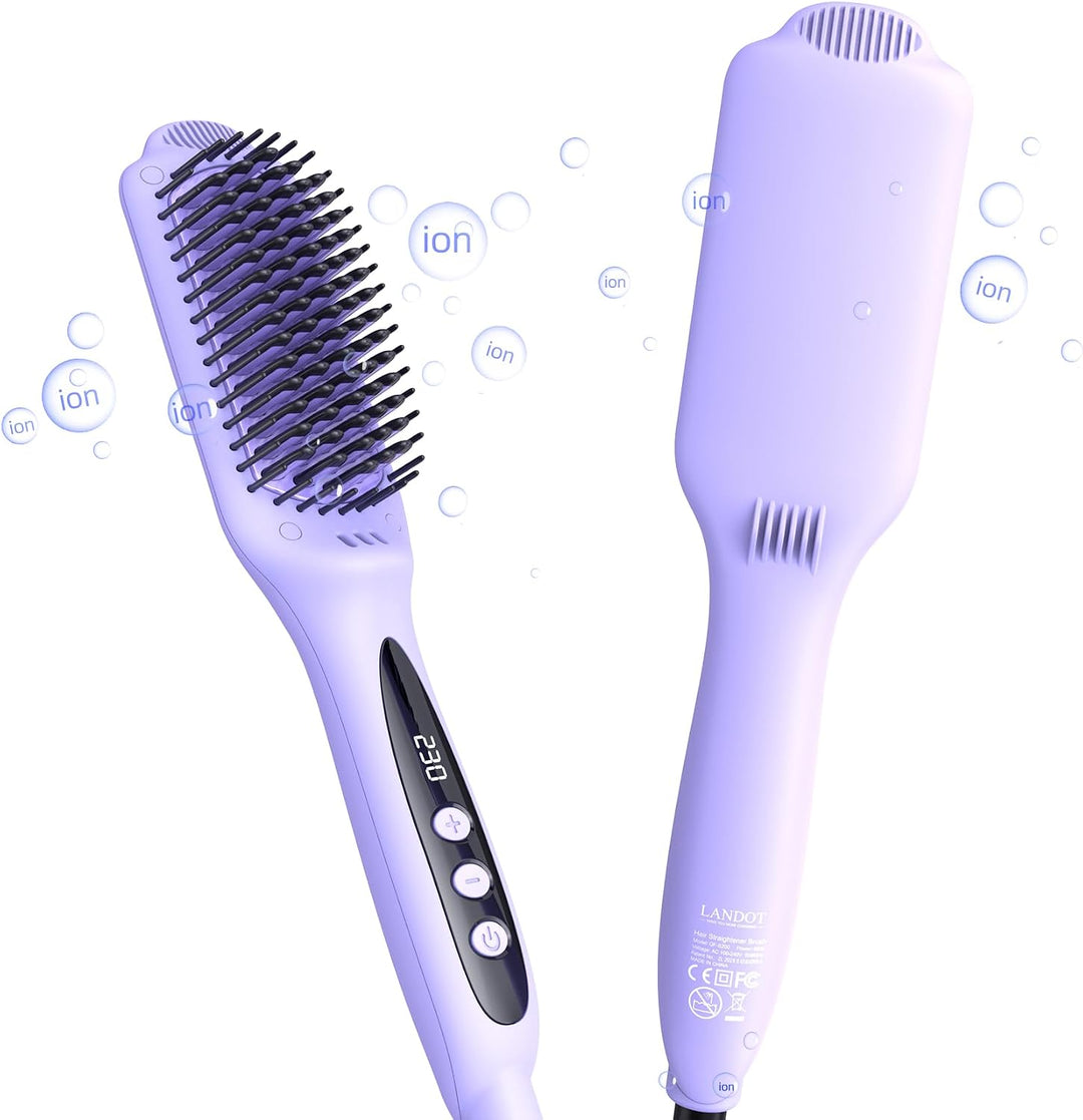 LANDOT Cepillo alisador de cabello para cabello dañado - Cerdas rec...