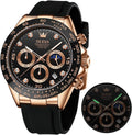 OLEVS Relojes Cronógrafo Masculinos de Moda Empresarial Analógico Quartz Reloj de Pulsera para Hombre, Cinturón de Silicona a prueba de agua con Luminiscente, Calendario