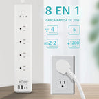 BN LINK tira de alimentación inteligente, protector contra sobrecargas con 4 tomas inteligentes controladas individualmente, 4 USB (incl. USB-C de 20W), compatible con Alexa y Google Home