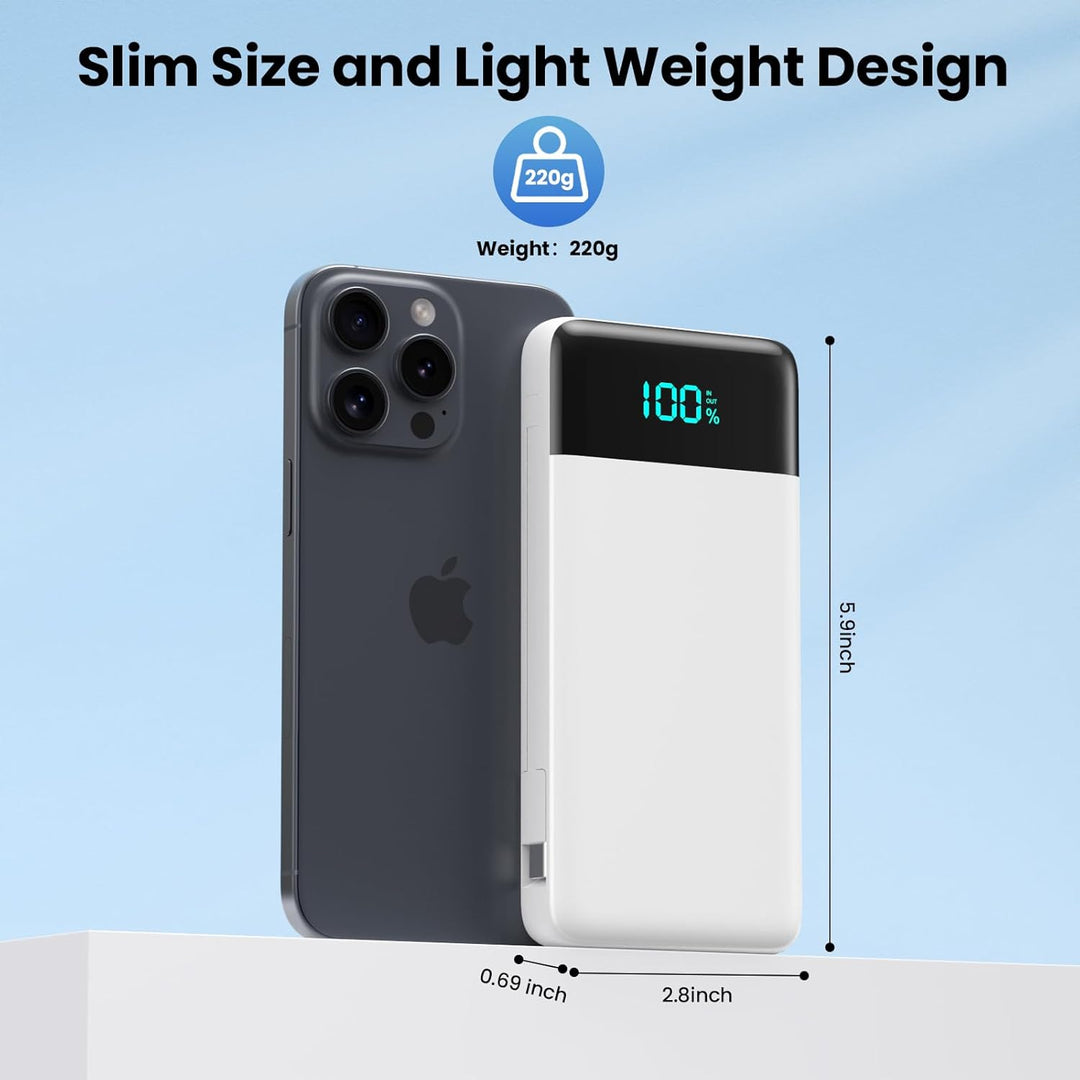 Cargador portátil para iPhone, 13800 mAh Slim Power Bank con cables...