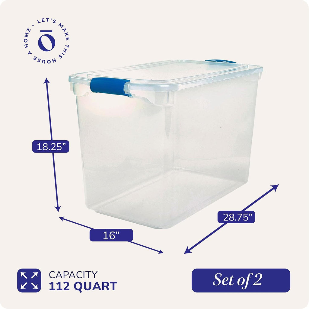 HOMZ - Contenedores de almacenamiento de plástico transparente con tapa de