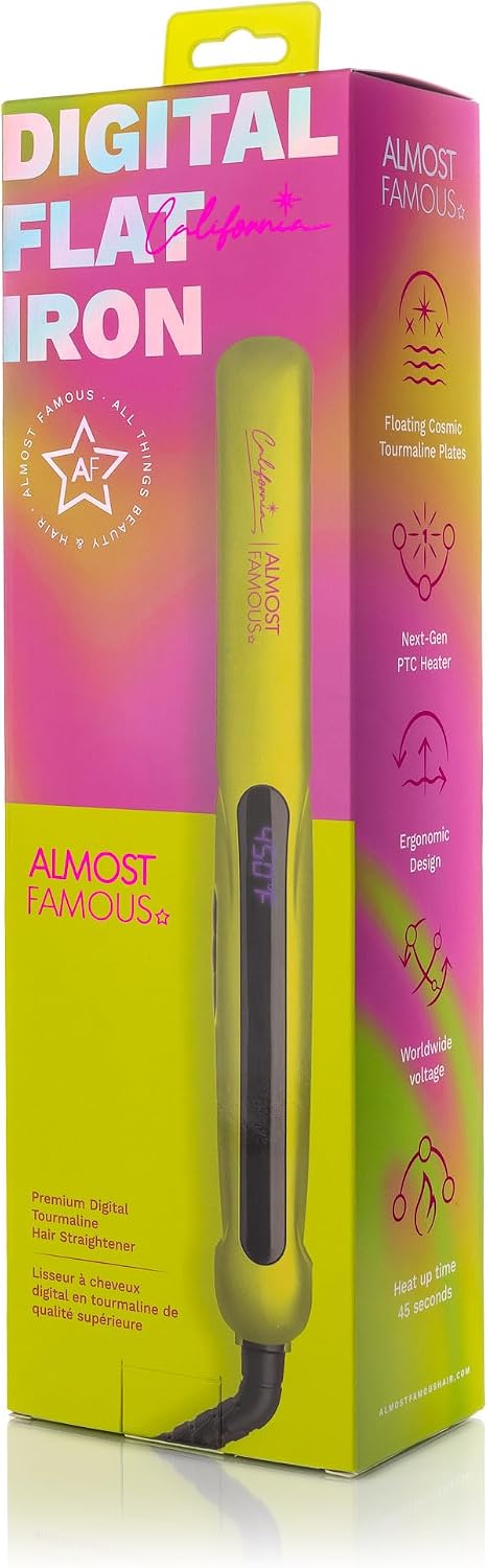 Almost Famous Plancha plana de cerámica digital 2 en 1, placas flot...