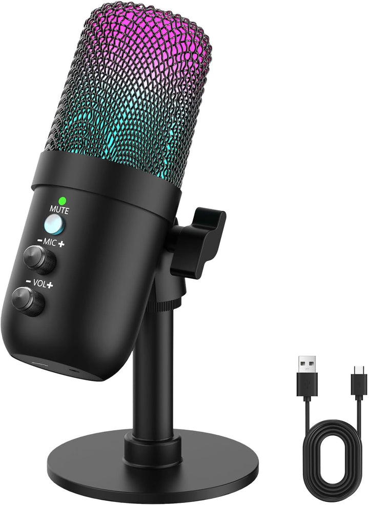 Micrófono USB, micrófono condensador de computadora con cancelación...
