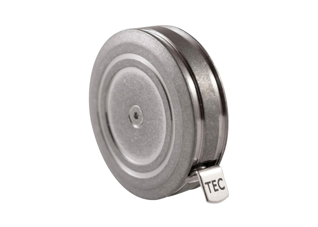 TEC Accessories Ti-Tape - Mini cinta métrica retráctil de titanio (acabado lavado a la piedra), imperial y métrica, cinta métrica pequeña reemplazable por el usuario de 3 pies, EDC, ligera, clip para
