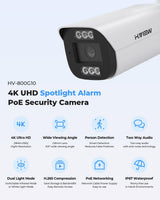 H.VIEW UltraHD 4K (8MP) Cámara IP POE de seguridad bala para exteri...