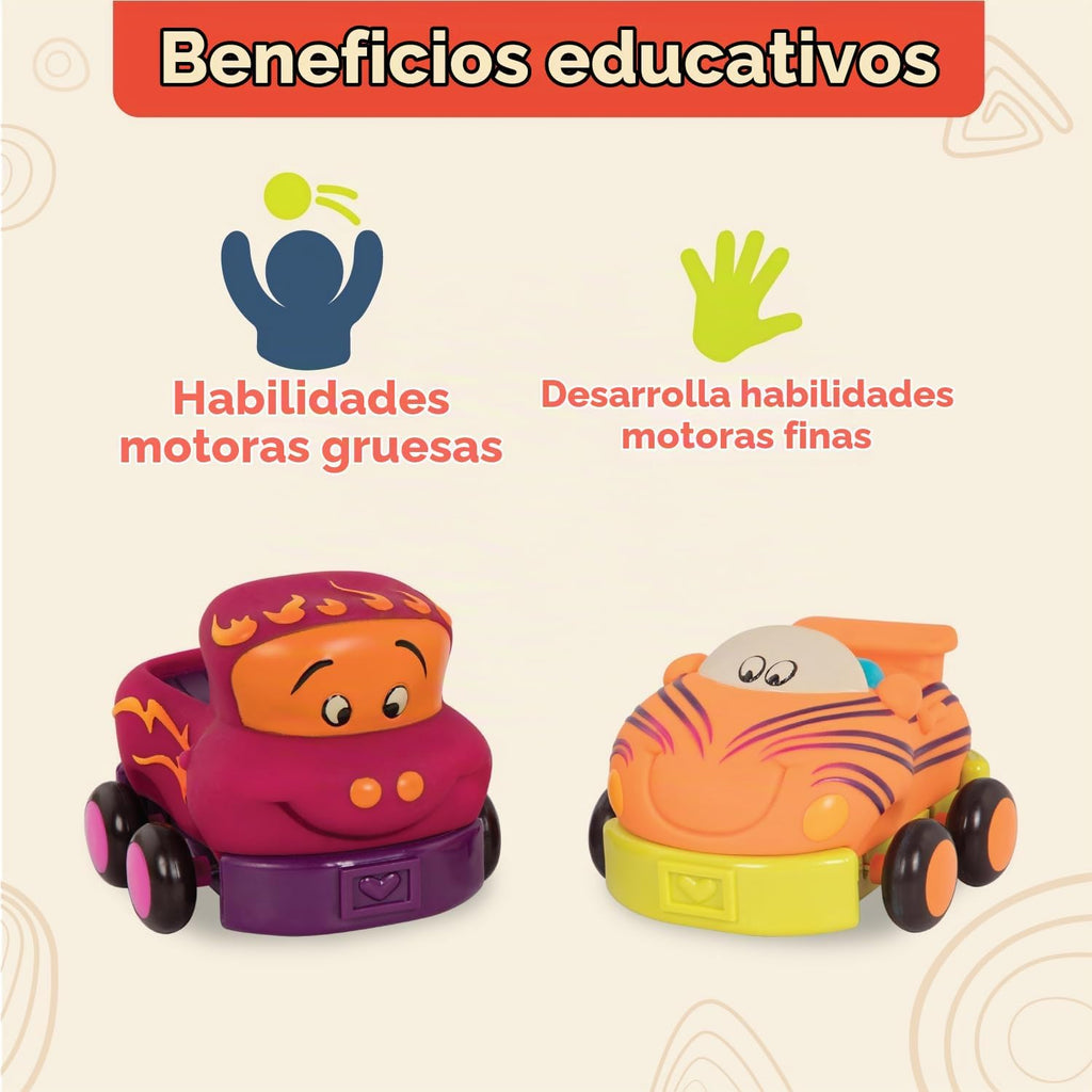 B. toys Wheeee-Ls! - Coches de tracción con 4 sonidos, interactivos