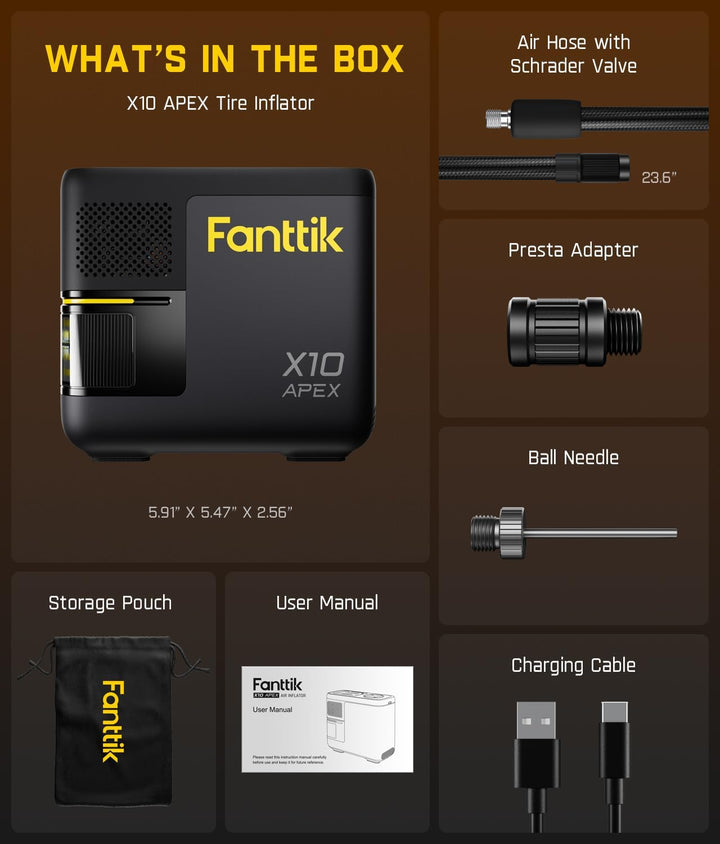 Fanttik X10 APEX - Inflador de neumáticos compresor de aire portáti...