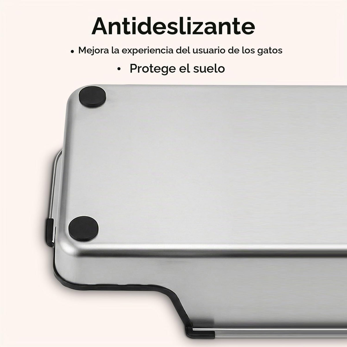 Caja de arena para gatos de acero inoxidable, 17.5 pulgadas de largo x 13.6