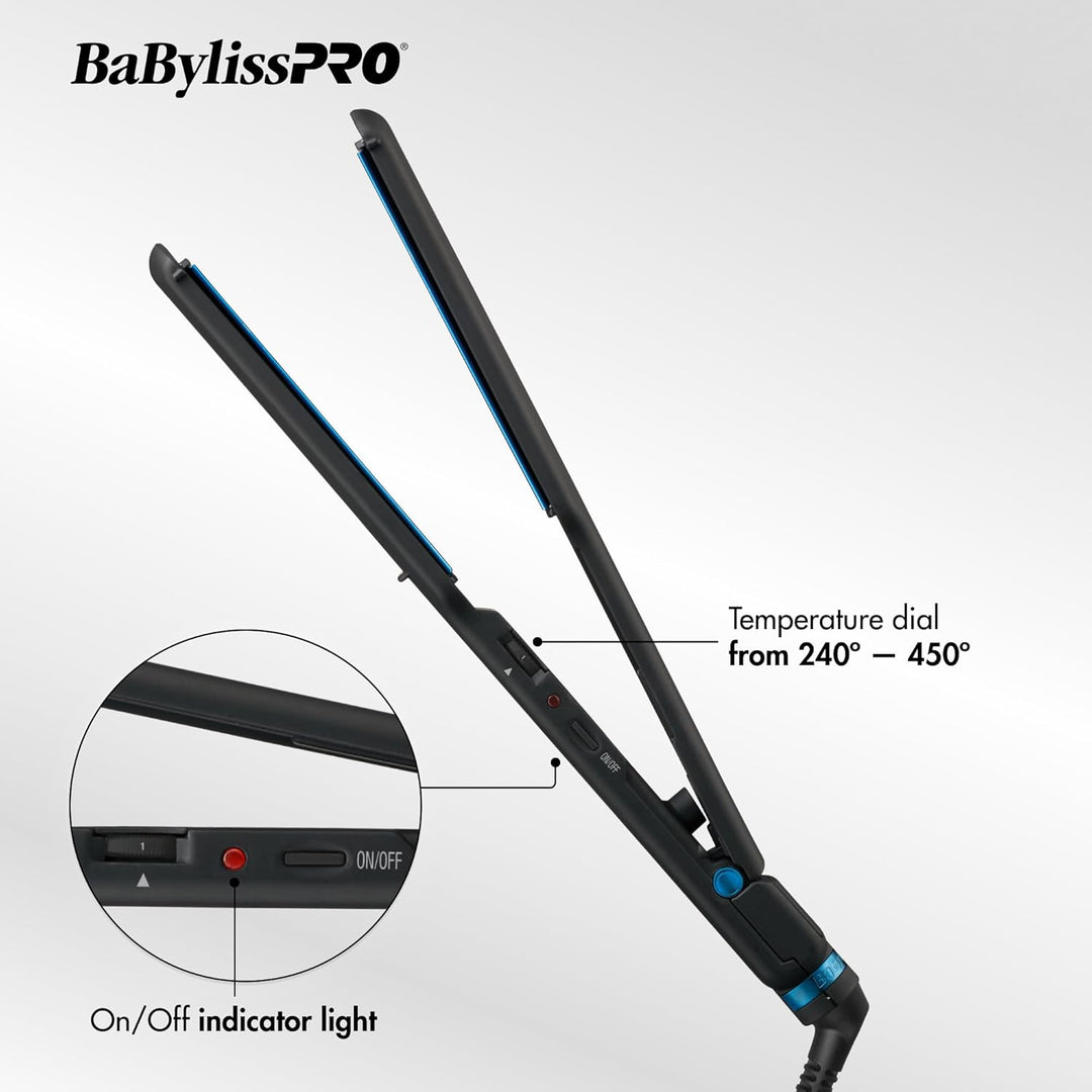BabylissPRO Nano Titanium Ultra-Thin Hair Straightener, Professiona...