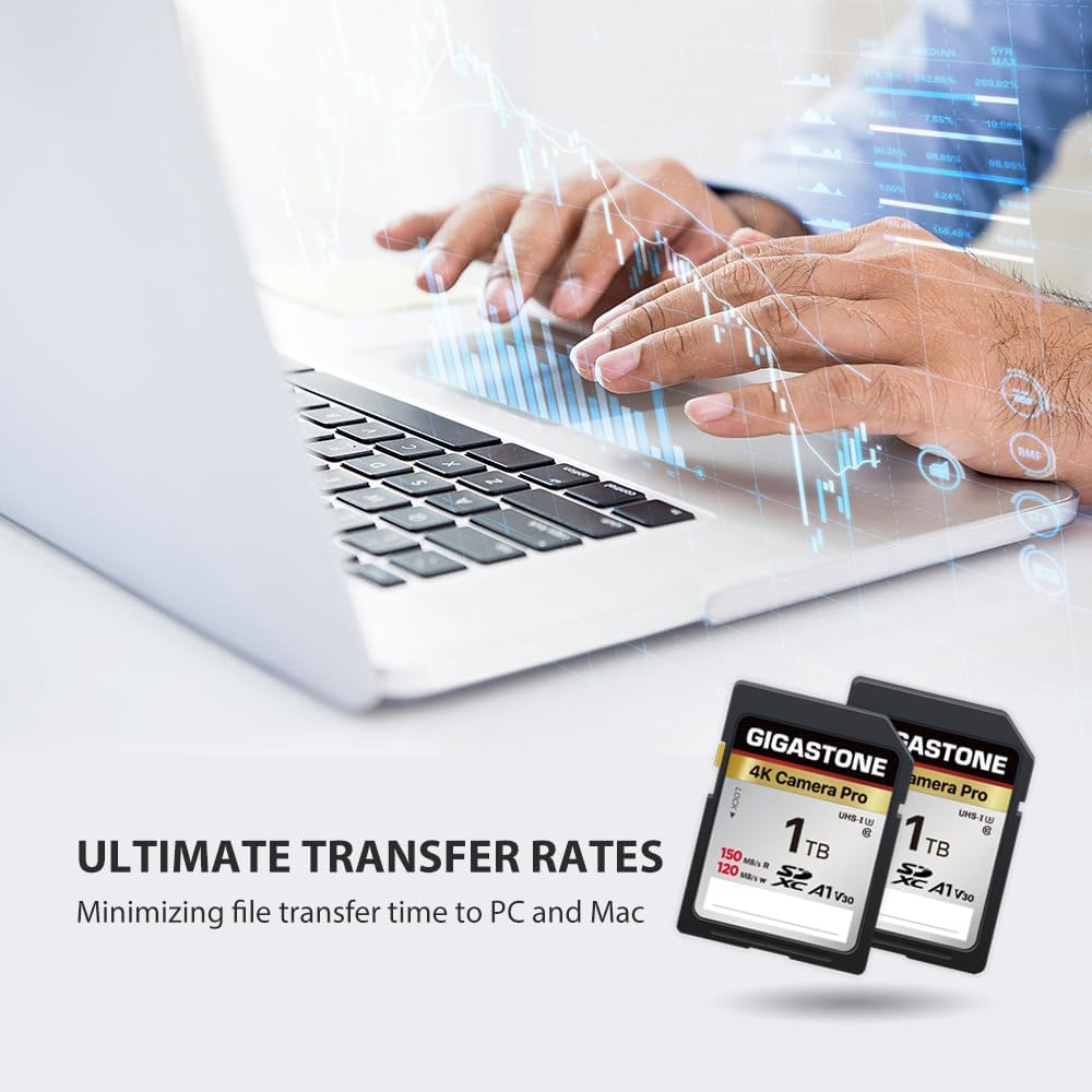 Recuperación de datos gratuita de 5 años: tarjeta de memoria SDXC de 1 TB GIGASTONE 4K Pro Series Velocidad de transferencia de cámara de hasta 150 MB/s compatible con cámara digital, UHS-I A1 V30