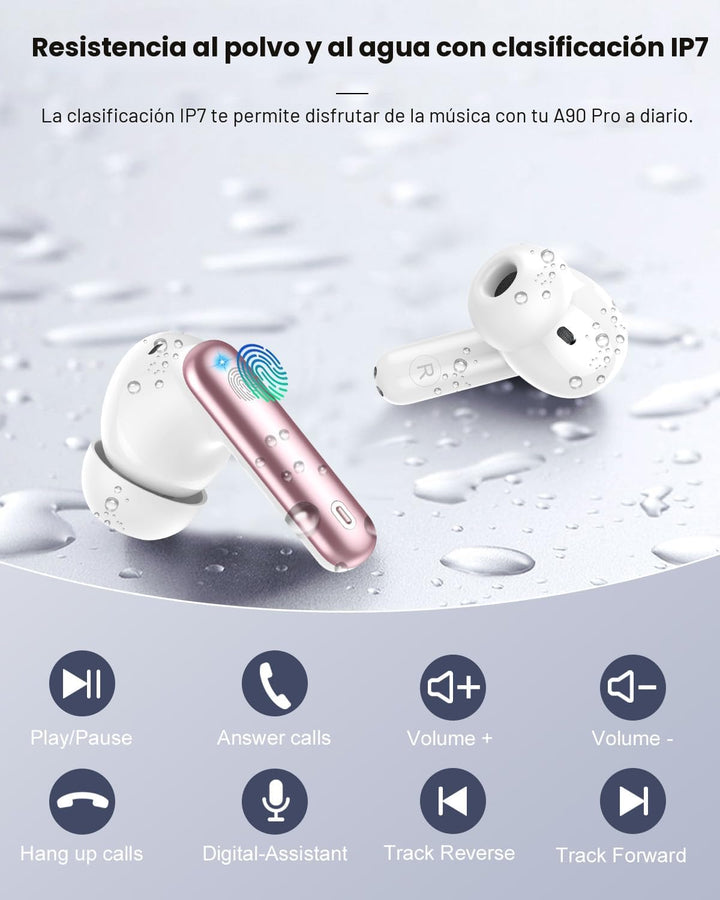 Auriculares inalámbricos, Bluetooth 5.4, auriculares estéreo con gr...
