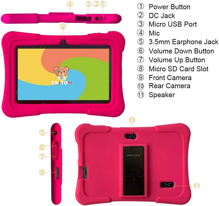 PRITOM tableta para niños de 7 pulgadas | Quad Core Android 13, 32...