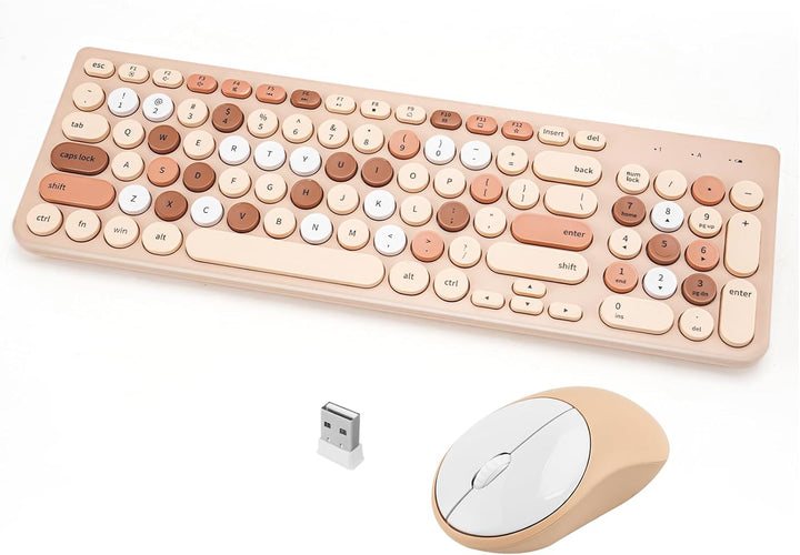 Combo de teclado y mouse inalámbricos, teclado retro de máquina de...