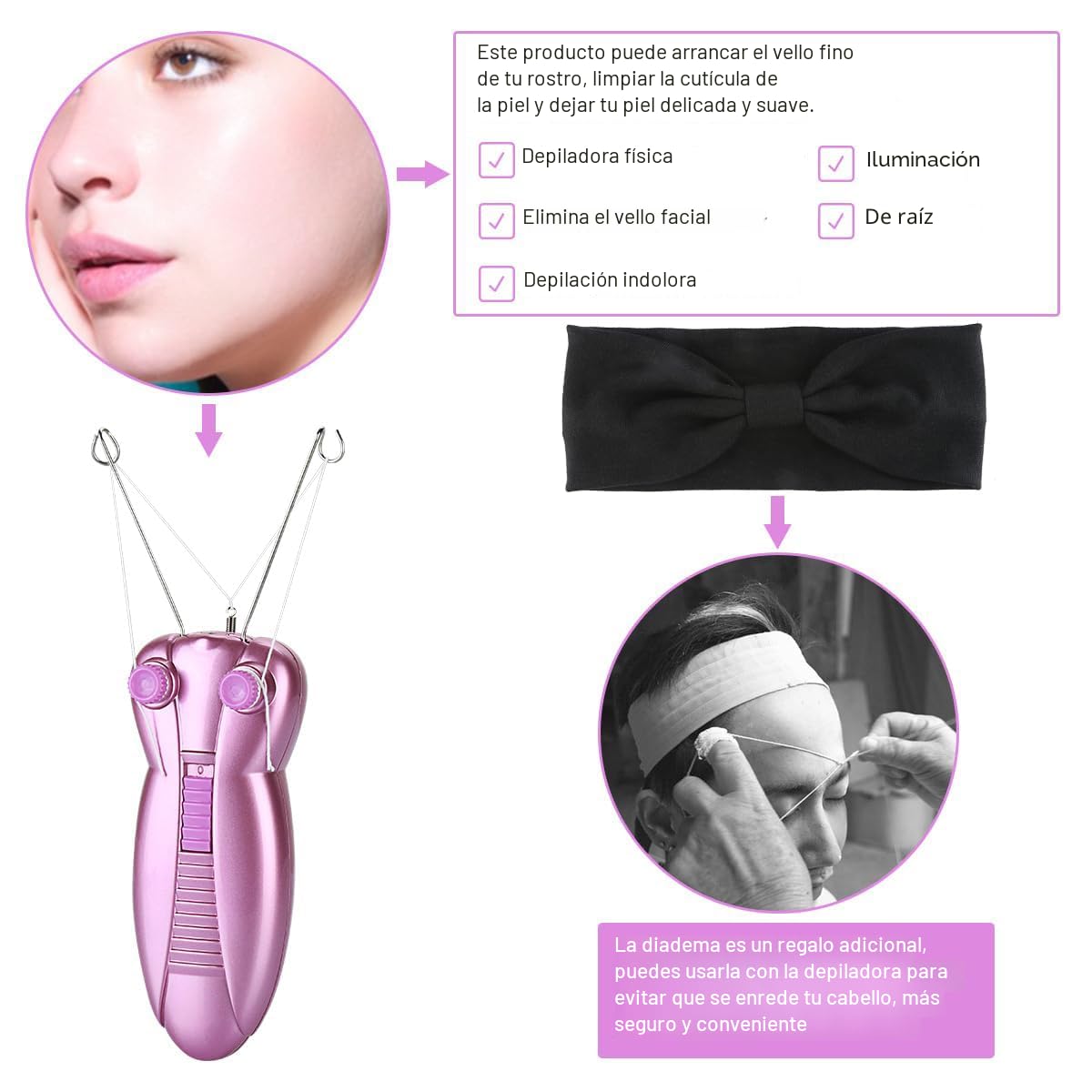 WAYCOM Depiladora Eléctrica para Mujeres Removedor de Vello Facial...