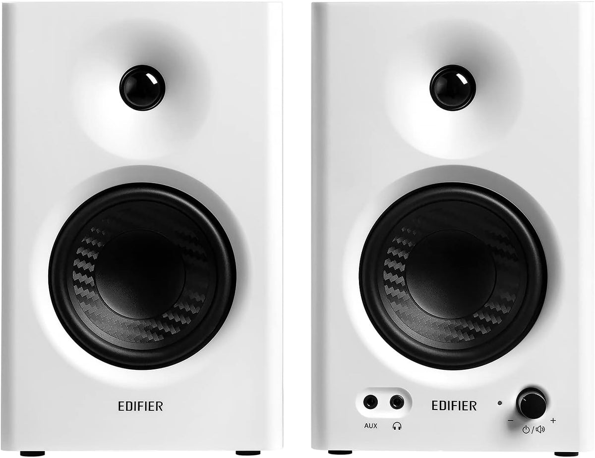 Edifier MR4 - Altavoces de monitor de estudio con alimentación, altavoz activo de 4 pulgadas, color blanco (par)