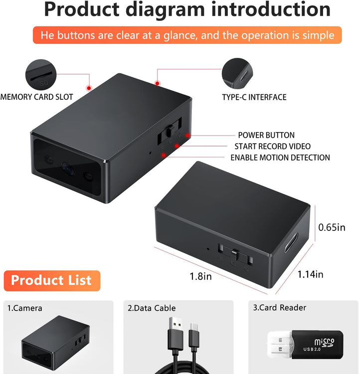 JINGRONGHUA Minicámara Cámara Corporal Cámaras de