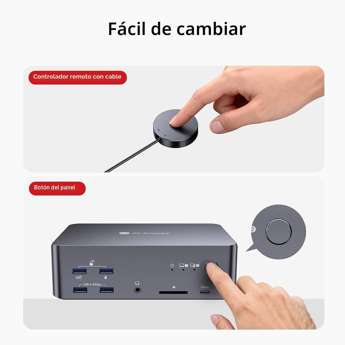 Conmutador 3 del KVM del acceso AV 8K monitores 2 ordenadores, esta...