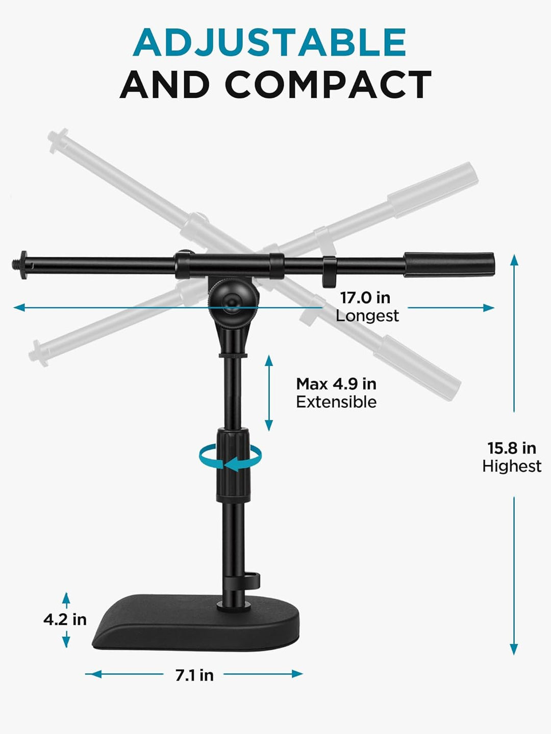 InnoGear Soporte de micrófono de escritorio ajustable, paquete de 2...