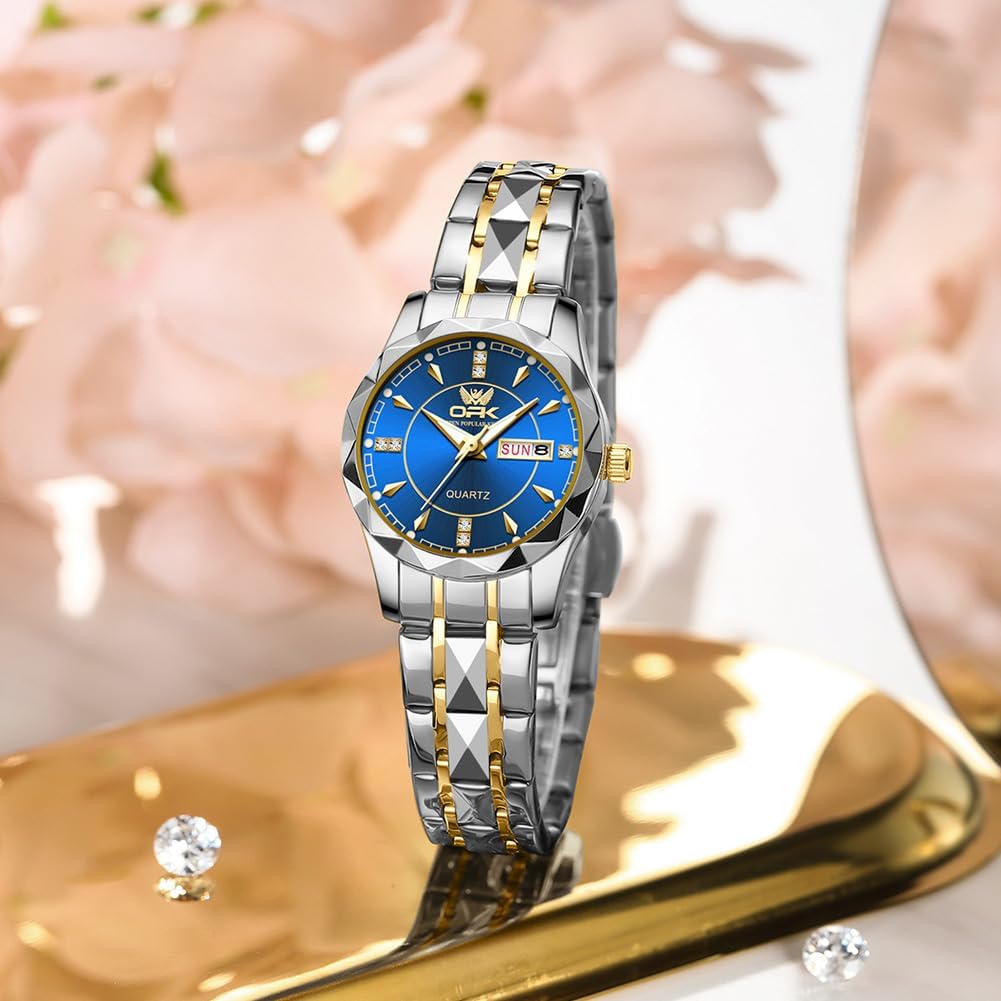 OPK Reloj de pulsera para mujer de acero inoxidable para mujer