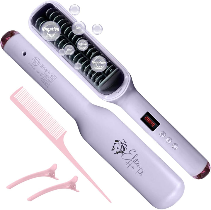ELITE HAIR TOOLS - Cepillo alisador de pelo, doble fila, morado, 17...