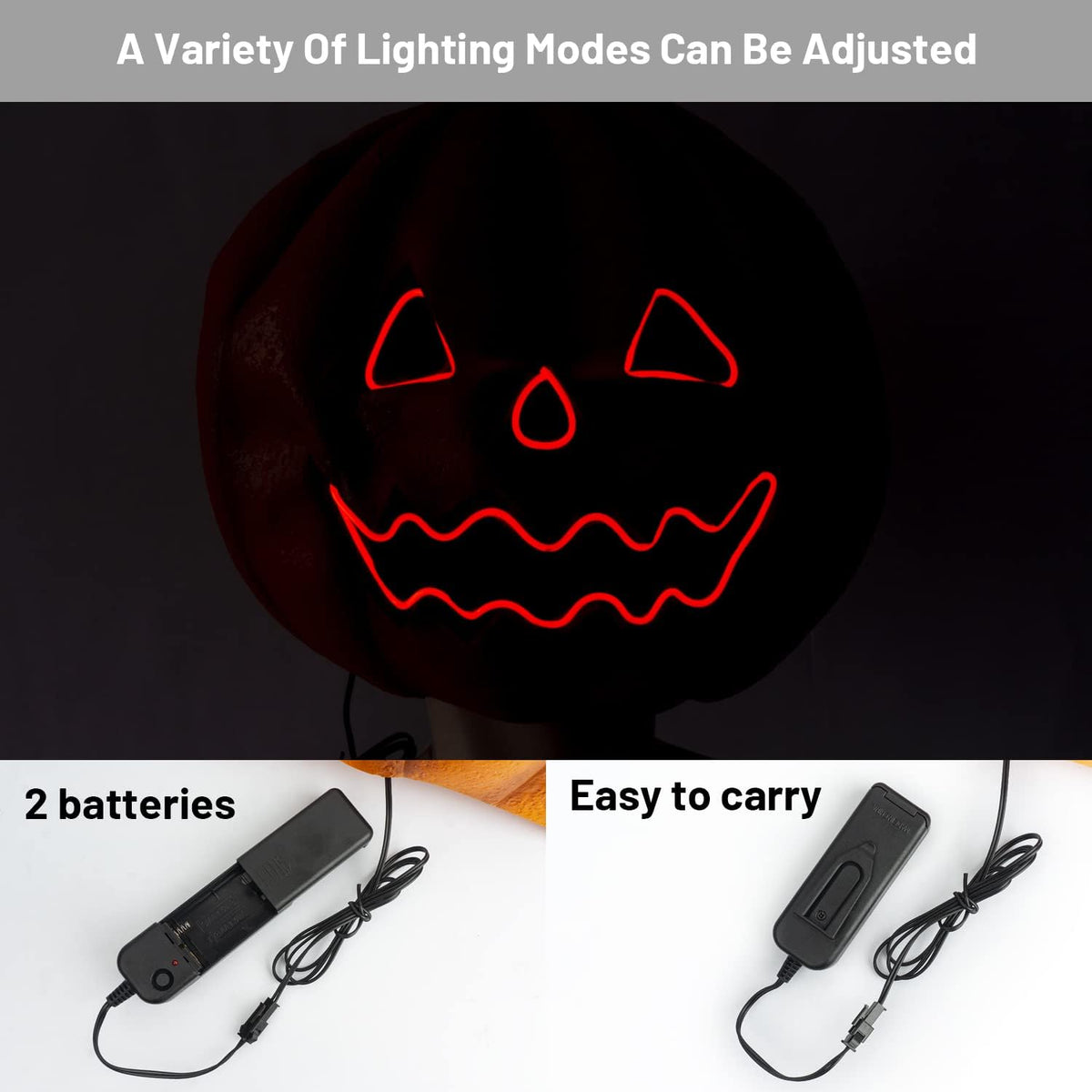 PartyHop Máscara de calabaza con luz LED, máscara de cabeza completa, disfraz de calabaza para fiesta de disfraces de Halloween