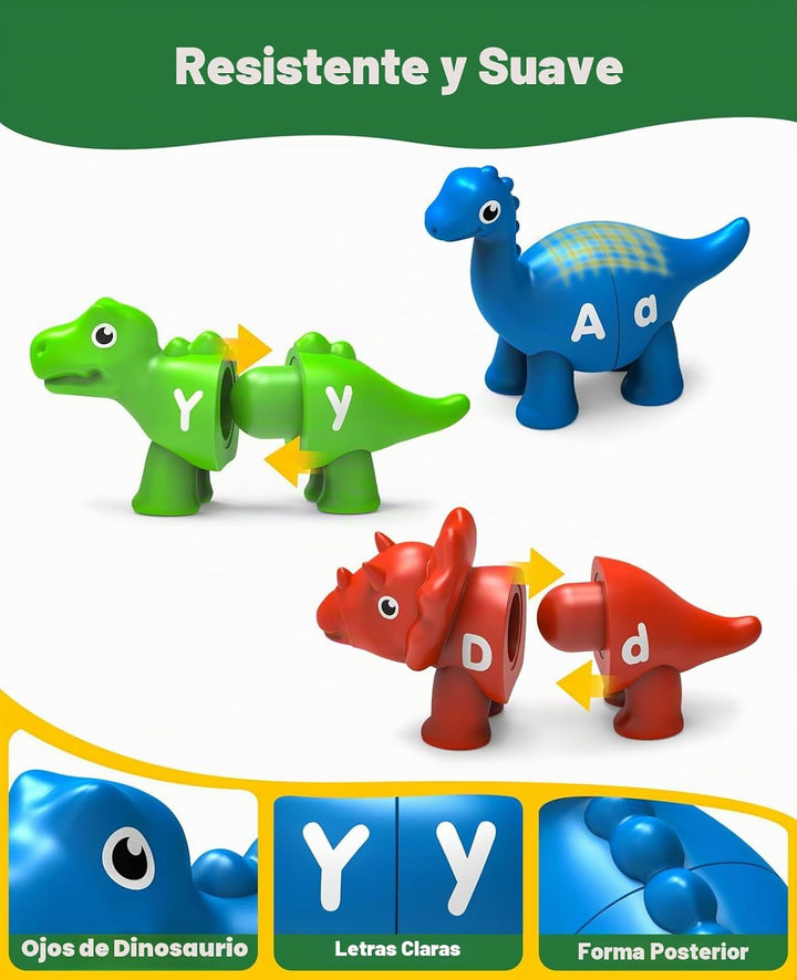 Edumoteso 26 piezas de juguetes de aprendizaje del alfabeto de dino...