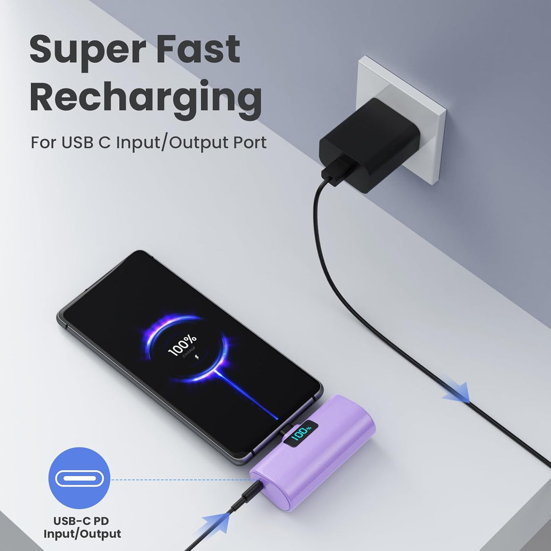 [Paquete de 2] Cargador portátil pequeño de 5200 mAh, banco de ener...