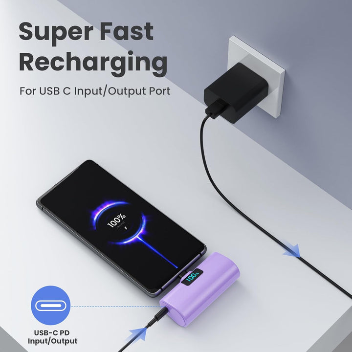 [Paquete de 2] Cargador portátil pequeño de 5200 mAh, banco de ener...