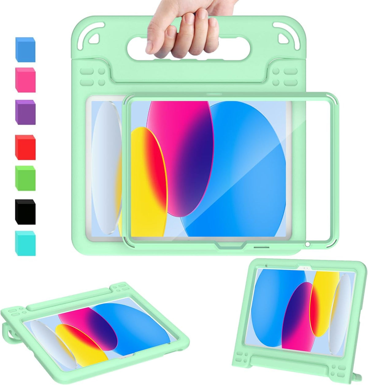 Funda infantil para iPad (A16) de 11ª generación de 11 pulgadas 2025, iPad de 10.9 pulgadas 2022 con protector de pantalla integrado, duradero, a prueba de golpes, ligera, con mango para i Pad