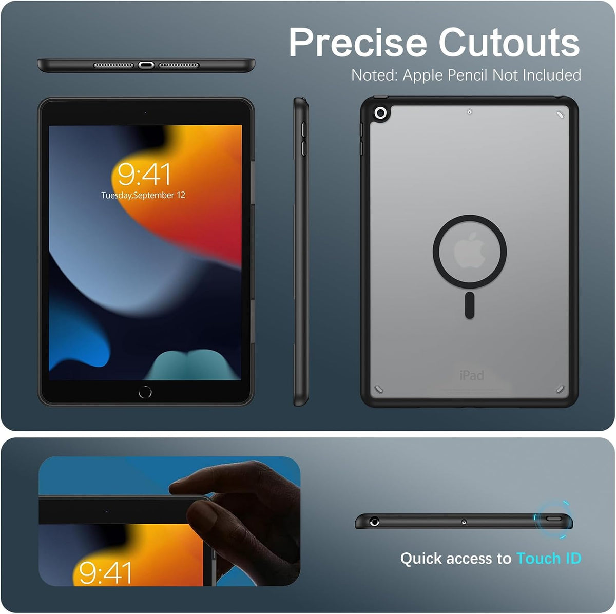 BENTOBEN Funda para iPad de 9ª/8ª/7ª generación, para iPad 10.2 2021/2020/2019 con fuerte diseño magnético, delgada, translúcida, mate, a prueba de golpes, funda protectora para tabletas de niños y