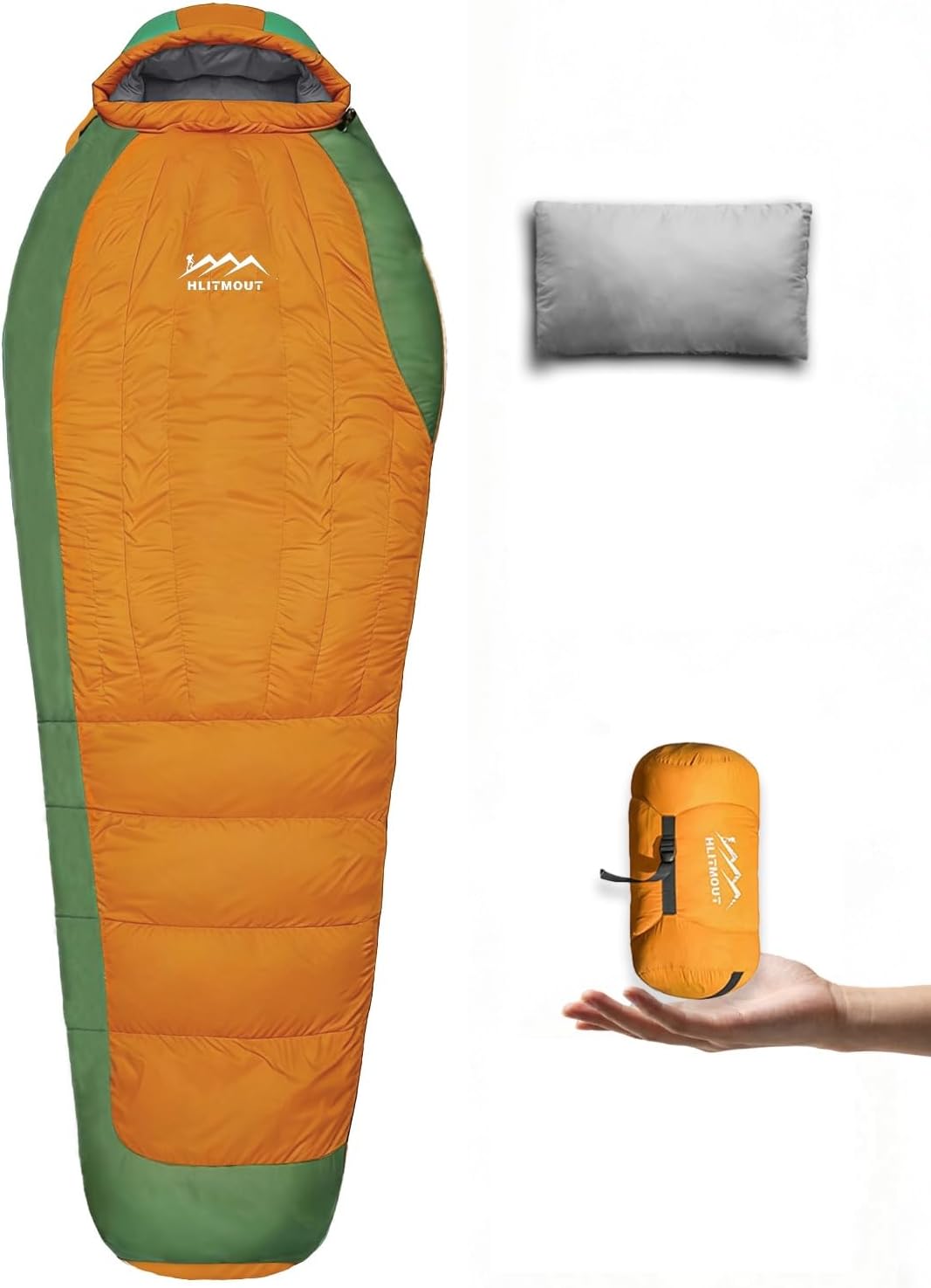 Saco de dormir de plumón con almohada para adultos y adolescentes