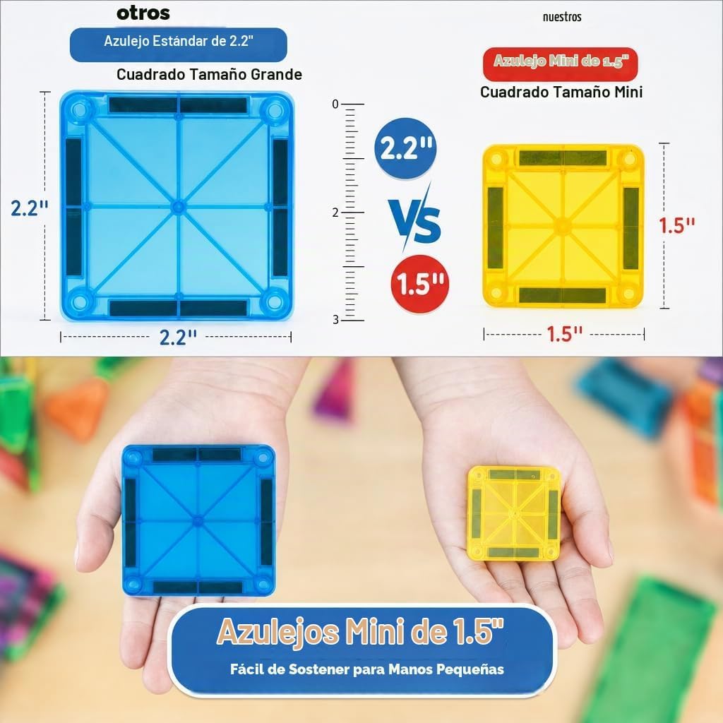 Juego de 93 miniazulejos magnéticos con 12 coches, bloques de construcción