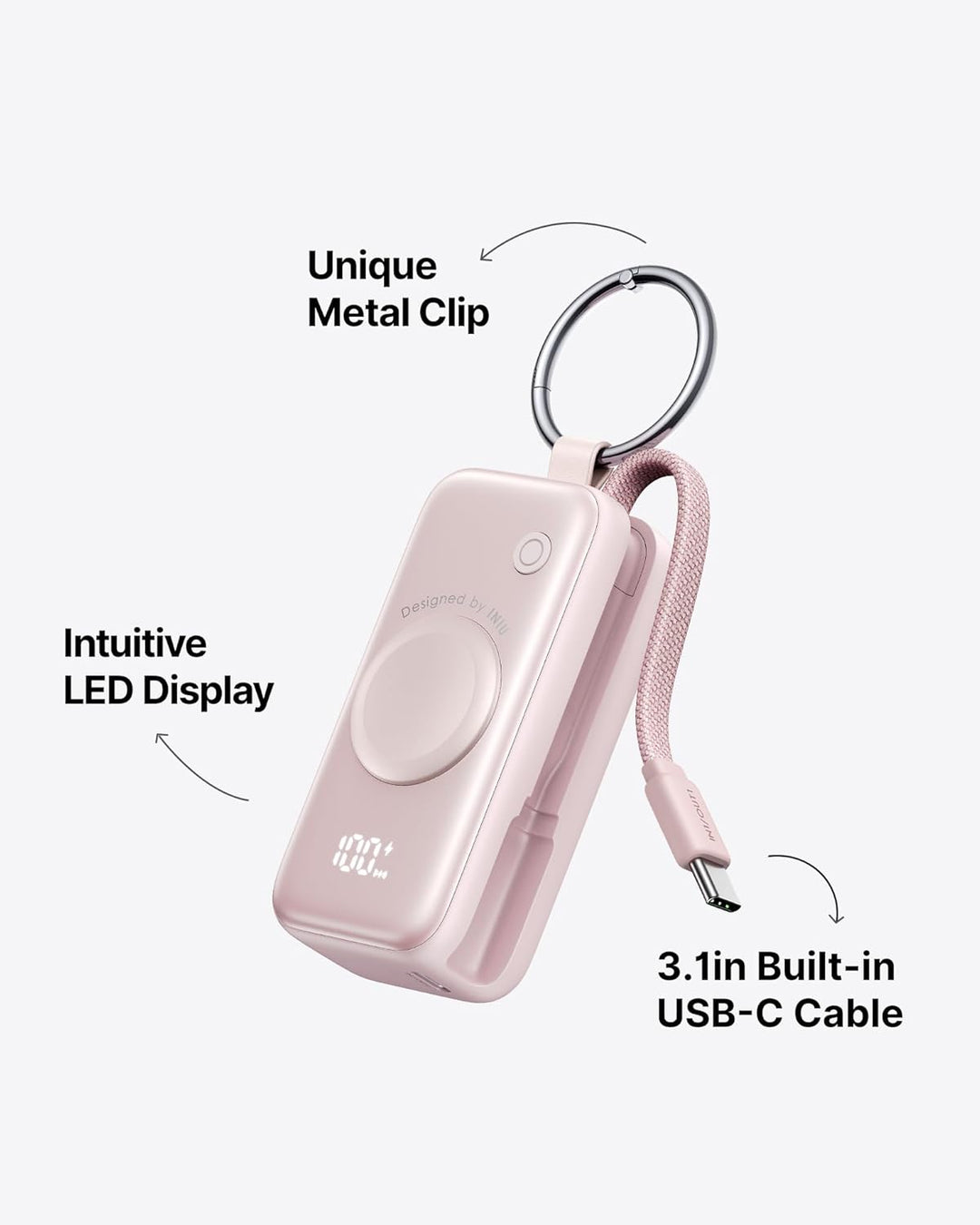 INIU Cargador portátil 3 en 1, batería externa de 5000mAh con carga...