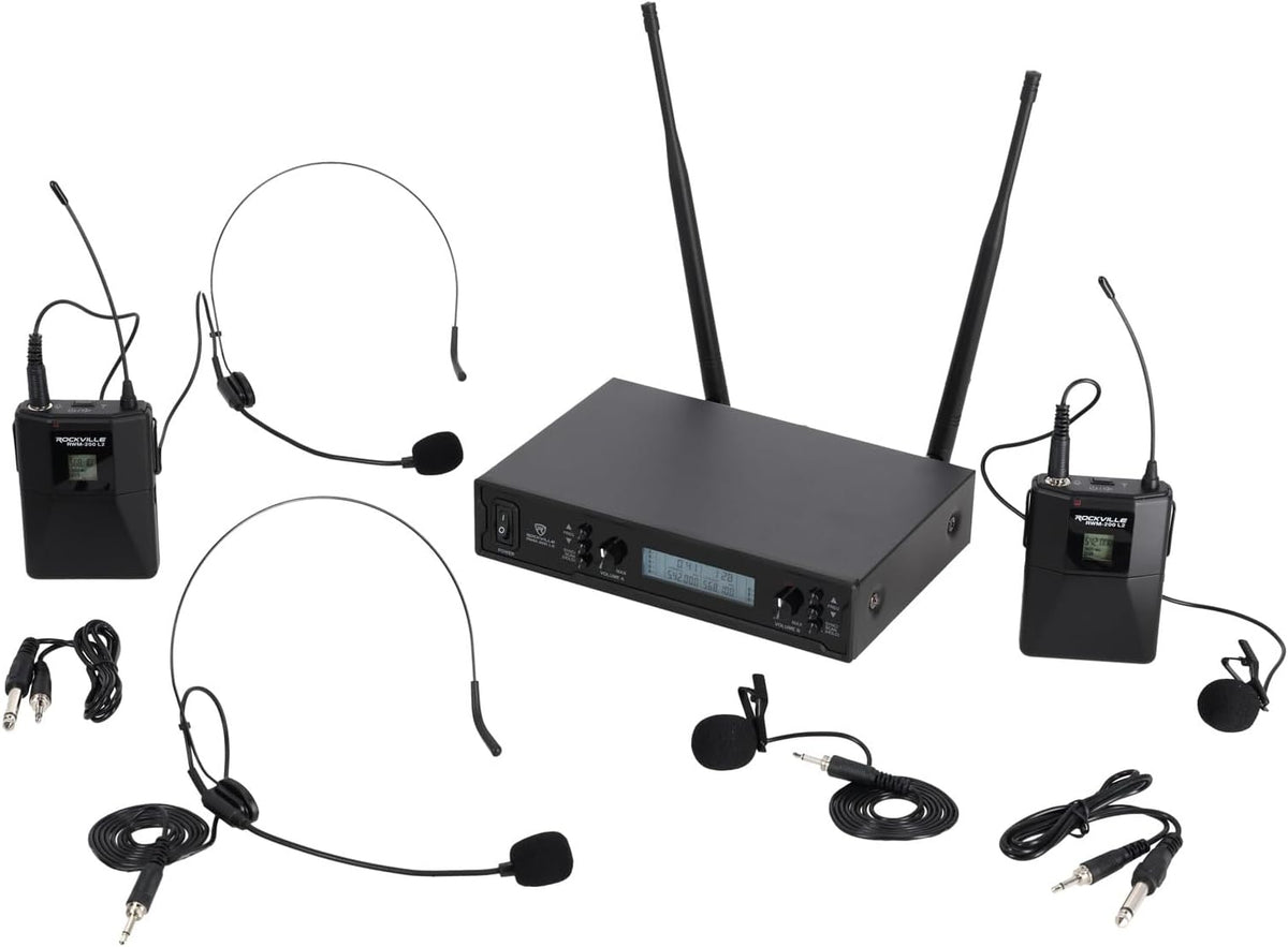 Rockville RWM-200 L2 Dual Lavalier/Solapa y Auriculares UHF Micrófono