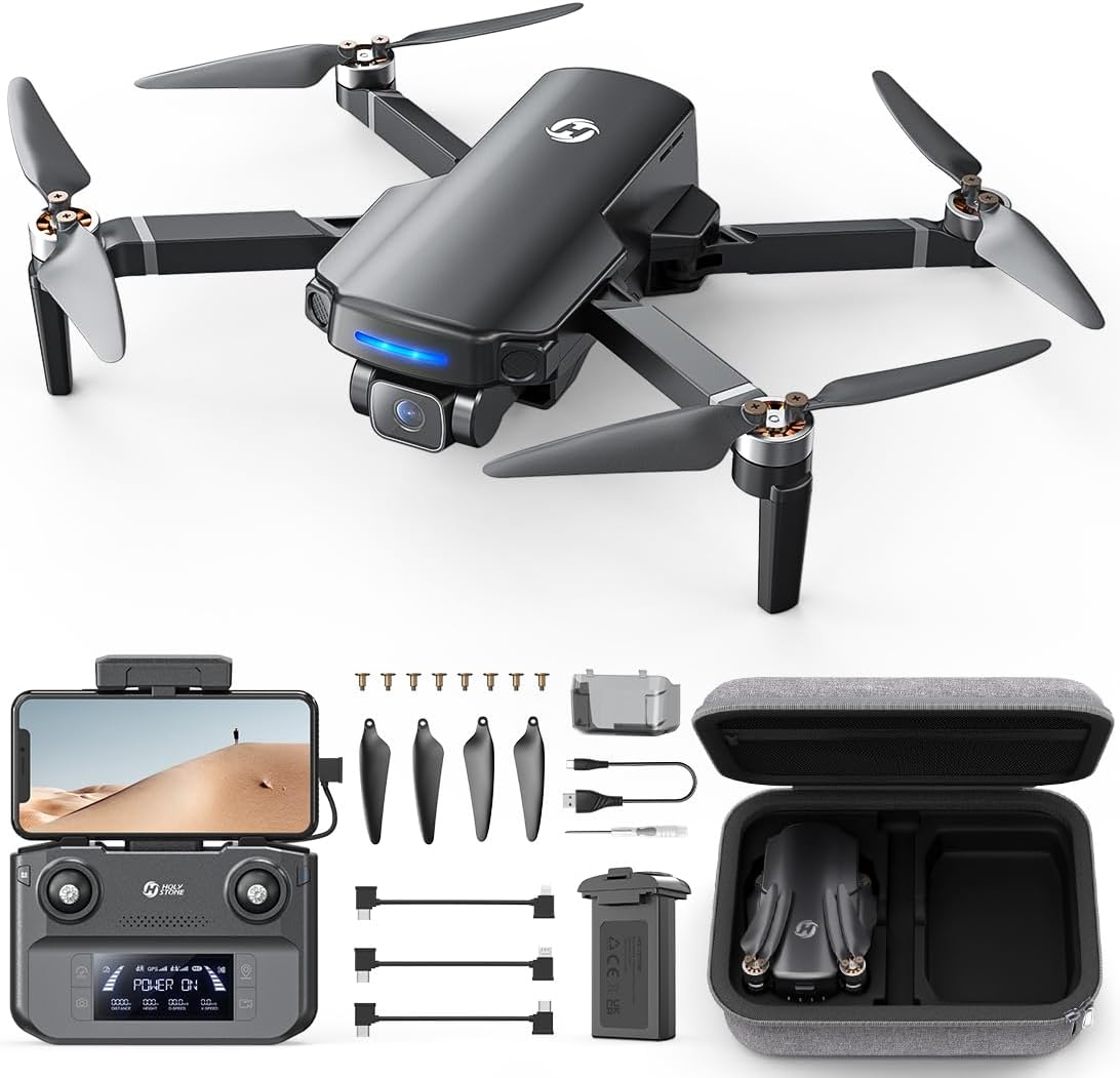 Holy Stone Drone GPS con cámara 4K UHD para adultos principiantes; HS360S 249g Quadcopter RC FPV plegable con rango de control de 10000 pies, motor sin escobillas, sígueme, regreso inteligente a casa