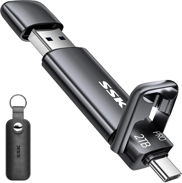 SSK SSD de 2TB USB C Stick hasta 1000MB\/s, SSD externo rápido de d...