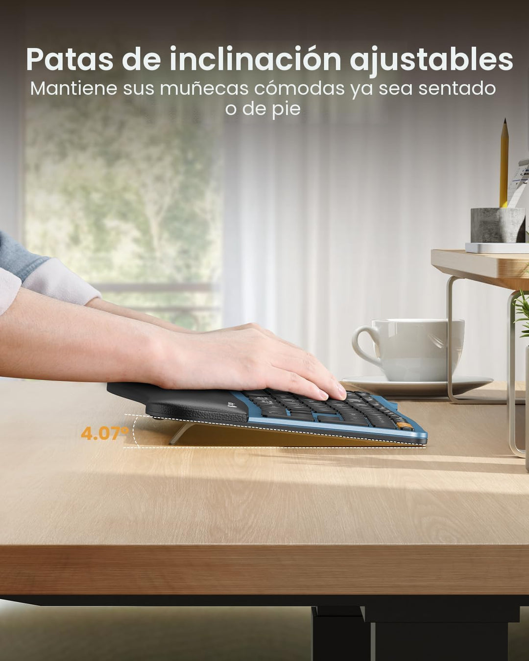 ProtoArc Teclado ergonómico Bluetooth retroiluminado, EK01 Plus, te...