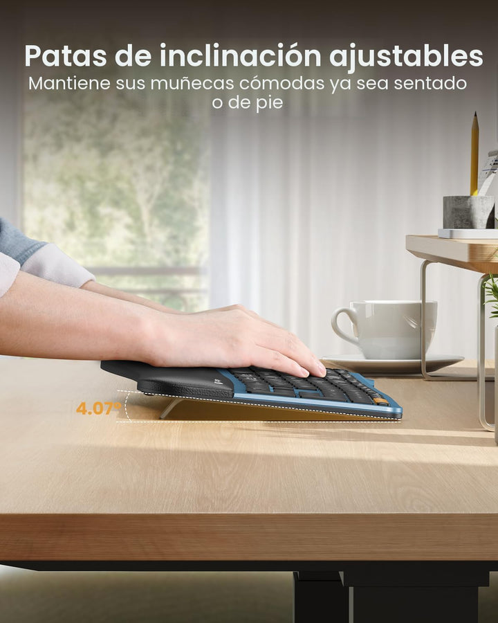 ProtoArc Teclado ergonómico Bluetooth retroiluminado, EK01 Plus, te...