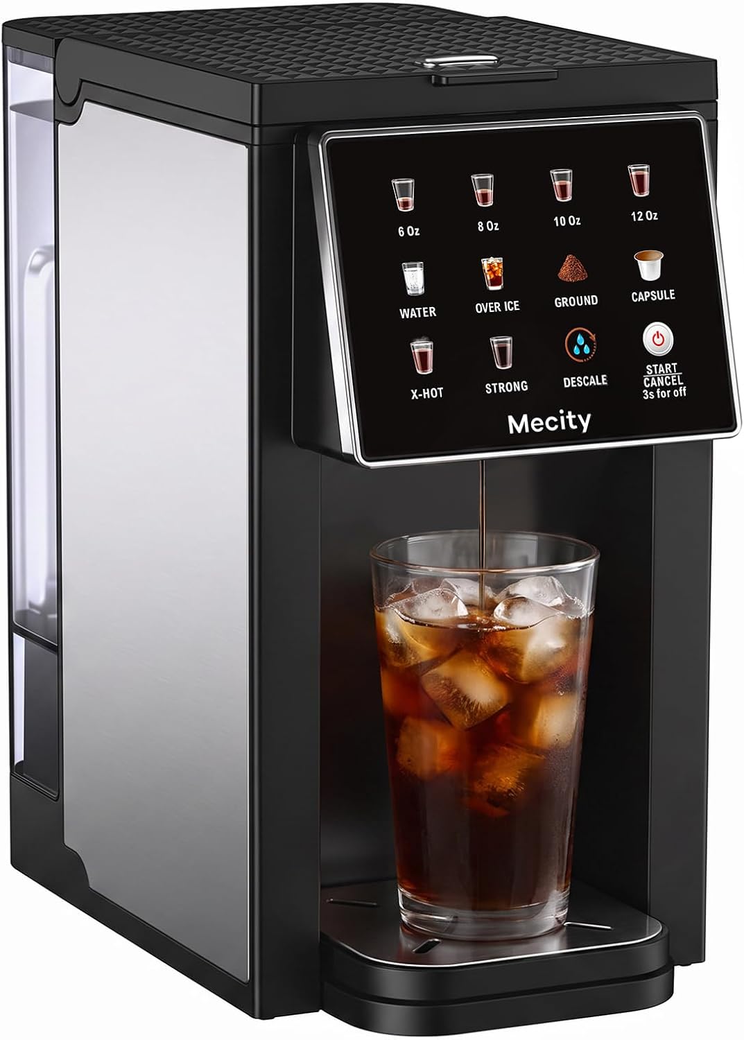 Mecity Cafetera digital compatible con cápsulas K Cup, máquina de café americano inteligente con pantalla táctil sobre hielo, preparación rápida, 6, 8, 10, 12 onzas opcionales, sabor ajustable