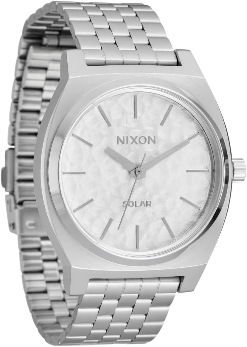 NIXON Time Teller Solar A1369 - Reloj analógico para hombre con energía solar resistente al agua de 100 m (esfera del reloj de 40.5 mm, correa de acero inoxidable de 20 mm con 5 eslabones)