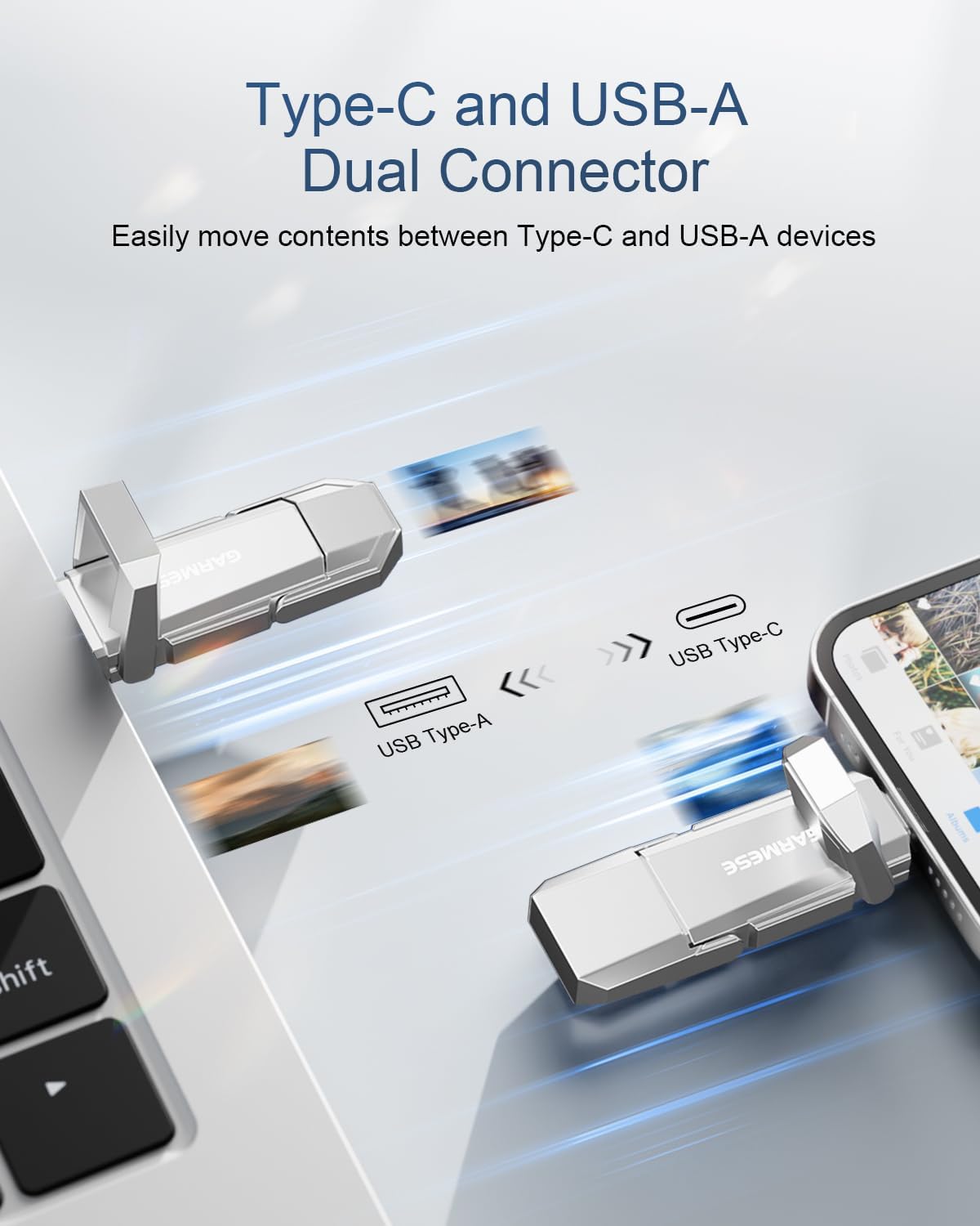 GARMESE Unidad flash SSD USB C de 256 GB de hasta 450 MB\/s USB 3.2...