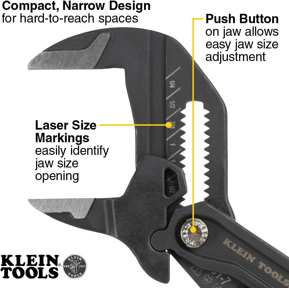 Klein Tools D53103KIT Juego de llaves de alicates ajustables, alicates compactos de mandíbula lisa paralela de alto apalancamiento, 7 pulgadas, 10 pulgadas y 12 pulgadas, 3 piezas