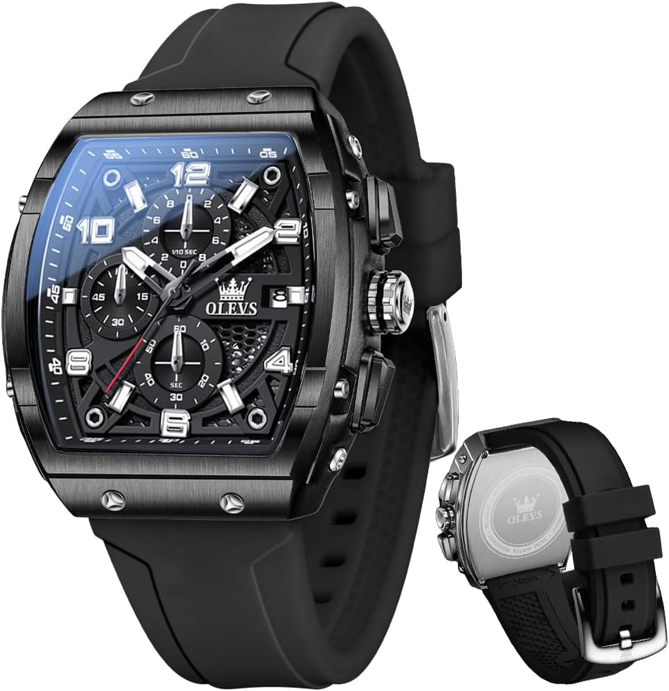 OLEVS Reloj Cuadrado para Hombres Grande Resistente al Agua Multifuncional Reloj Casual para Hombres de Negocios