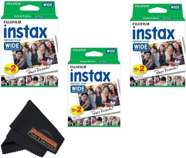 Fujifilm Instax Wide Instant Film Twin Pack con paño de microfibra...