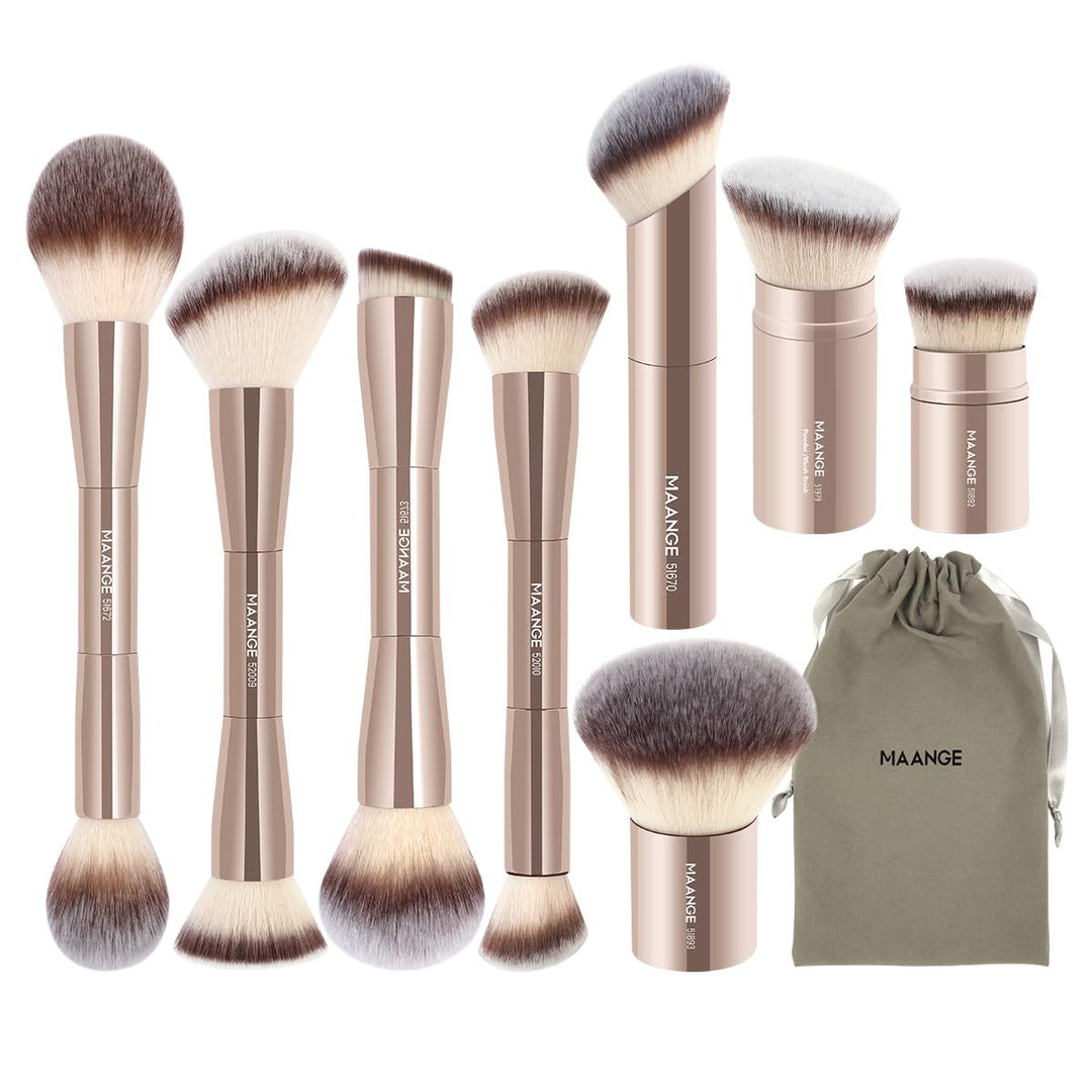 MAANGE 8 piezas de brochas de maquillaje con bolsa, brochas de maqu...