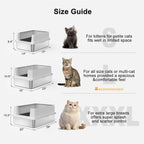 FURTIME Caja de arena para gatos de acero inoxidable, caja de arena de
