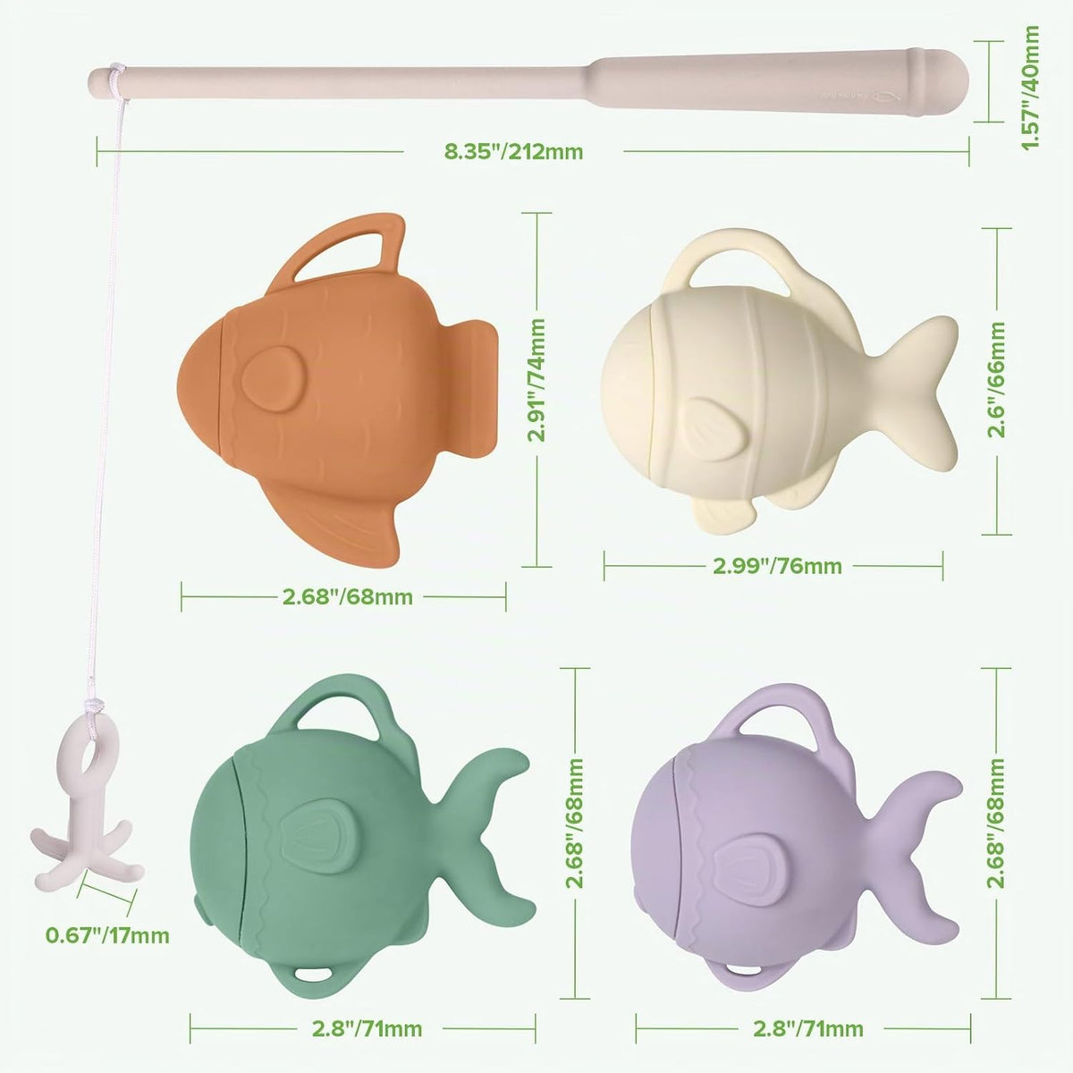 haakaa Juego de juguetes de pesca de baño para bebés, juguete de pesca de silicona de grado alimenticio sin moho para niños de 3 a 5 años, juguetes flotantes sin BPA para mayores de 3 años
