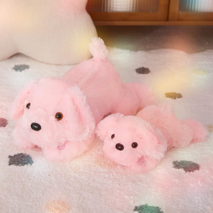 WEWILL - Cachorro rosa de peluche con luces LED de 10 pulgadas, con...